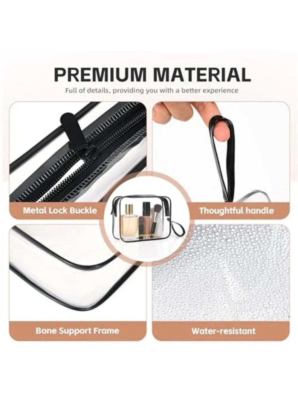 Clear Toiletry 2 Pack TSA Approved Travel Hanging Makeup Cosmetic Bag Men Women - Picture 4 of 7